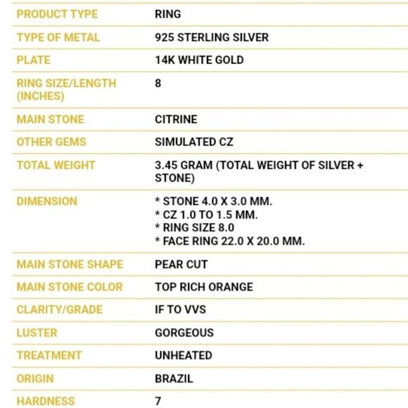 Citrine Ring, Bling Statement Ring, Gemstone Ring, Birthstone Ring, Mothers Ring - Picture 5 of 6